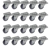 Dörner + Helmer Lot de 20 roulettes pivotantes pour meubles de 30 mm avec roue en TPE et plaque, charge maximale : 20 kg