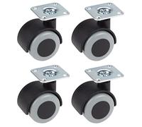 Dörner + Helmer Lot de 4 roulettes doubles 40 mm avec roue en TPE et plaque Charge maximale 90 kg