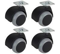 Dörner + Helmer Lot de 4 roulettes doubles 50 mm avec roue en TPE et plaque Charge maximale 120 kg