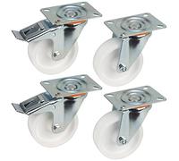 Dörner + Helmer Lot de 4 roulettes pivotantes en polypropylène 100 mm - Plaque 100 x 85 mm - Charge maximale : 450 kg