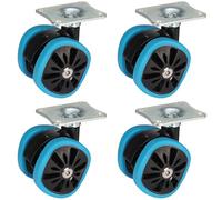 Dörner + Helmer Lot de 4 roulettes pivotantes rectangulaires - 58 mm x 10,5 mm - Charge maximale : 280 kg - Plaque de 70 mm x 58 mm - Bleu