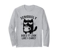 Does It Look Like I Care Funny Cat Manche Longue