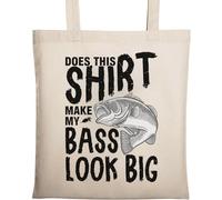 Does This Shirt Make My Bass Look Big Funny Fishing Sac fourre-tout en coton écologique naturel Beige
