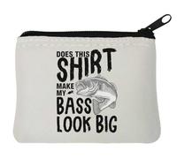 Does This Shirt Make My Bass Look Big Funny Pochette porte-monnaie en néoprène Blanc 10 x 11 cm