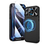 Doeshine Coque pour iPhone 16 Pro, [3 en 1] avec Mag Safe & Cache Caméra, [2X Verre Trempé], TPU Antichoc Protection Militaire Étui Magnétique Case pour iPhone 16 Pro 2024 (Noir)