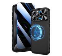 Doeshine Coque pour iPhone 16 Pro Max, avec Mag-Safe & Cache Caméra, [Privacy Protecteur D'écran], Fin et Elégant, TPU Antichoc Militaire Étui Magnétique Case pour iPhone 16 Pro Max 5G 2024 (Noir)