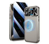 Doeshine Coque pour iPhone 16 Pro Max, avec Mag-Safe & Cache Caméra, [Privacy Protecteur D'écran], Fin et Elégant, TPU Antichoc Militaire Étui Magnétique Case pour iPhone 16 Pro Max 5G 2024 (Titane)