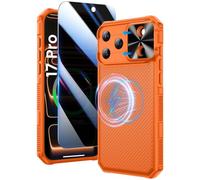 Doeshine Coque pour iPhone 17 Pro, avec Mag-Safe & Cache Caméra, [Privacy Protecteur D'écran], Fin et Elégant, TPU Antichoc Militaire Étui Magnétique Case pour iPhone 17 Pro 5G 2025 (Orange)