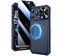 Doeshine Coque pour iPhone 17 Pro, avec Mag-Safe & Cache Caméra, [Privacy Protecteur D'écran], Fin et Elégant, TPU Antichoc Militaire Étui Magnétique Case pour iPhone 17 Pro 5G 2025 (Bleu)
