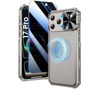 Doeshine Coque pour iPhone 17 Pro, avec Mag-Safe & Cache Caméra, [Privacy Protecteur D'écran], Fin et Elégant, TPU Antichoc Militaire Étui Magnétique Case pour iPhone 17 Pro 5G 2025 (Titane)