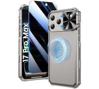 Doeshine Coque pour iPhone 17 Pro Max, avec Mag-Safe & Cache Caméra, [Privacy Protecteur D'écran], Fin et Elégant, TPU Antichoc Militaire Étui Magnétique Case pour iPhone 17 Pro Max 5G 2025 (Titane)