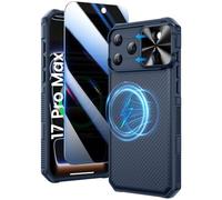 Doeshine Coque pour iPhone 17 Pro Max, avec Mag-Safe & Cache Caméra, [Privacy Protecteur D'écran], Fin et Elégant, TPU Antichoc Militaire Étui Magnétique Case pour iPhone 17 Pro Max 5G 2025 (Bleu)