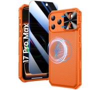 Doeshine Coque pour iPhone 17 Pro Max, avec Mag-Safe & Cache Caméra, [Privacy Protecteur D'écran], Fin et Elégant, TPU Antichoc Militaire Étui Magnétique Case pour iPhone 17 Pro Max 5G 2025 (Orange)