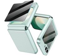 Doeshine Coque pour Samsung Galaxy Z Flip 6 avec Protecteur D'écran Confidentialité Arrière & Charnière, Texture Elégante, Mince Étui Housse de Protection Antichoc Case pour Z Flip 6 (Menthe)