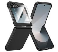 Doeshine Coque pour Samsung Galaxy Z Flip 7 FE 2025 / Z Flip 6 2024 Ultra Mince, MagSafe, Verre Trempé Protection Écran, Hard PC, Antichoc Anti-Rayures Bumper Protection Etui Housse Case Cover (Noir)