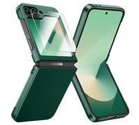 Doeshine Coque pour Samsung Galaxy Z Flip 7 FE 2025 / Z Flip 6 2024 Ultra Mince, MagSafe, Verre Trempé Protection Écran, Hard PC, Antichoc Anti-Rayures Bumper Protection Etui Housse Case (Vert)