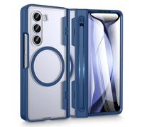 Doeshine Coque pour Samsung Z Fold 5, Translucide Anti-Chocs avec Slot S-Pen Intégré, Charge Magnétique & Protection Charnière Renforcée, [Verre Trempé Protection Écran] Etui Housse Cover (Bleu)
