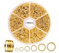 DOETYD anneaux bijoux Lot de 1390 anneaux ouverts ronds en métal doré pour la fabrication de bijoux, les loisirs créatifs tels que bracelets, pendentifs, colliers, boucles d'oreilles