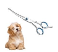 DOETYD Ciseaux de toilettage pour animaux de compagnie, ciseaux de toilettage incurvés supérieurs avec pointes arrondies de sécurité, 17 cm, acier inoxydable, coupe des poils de chat et de chien,