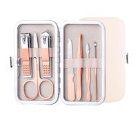 DOETYD Kit de manucure professionnel 7 en 1 - Coupe-ongles - Ciseaux à ongles en acier inoxydable - Kit de toilettage des sourcils - Kit de pédicure portable de voyage avec étui en cuir luxueux pour