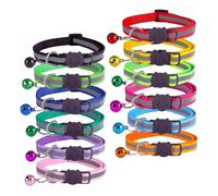 DOETYD Lot de 12 colliers réfléchissants pour chat avec clochette, boucle de sécurité et libération rapide - Réglable de 19 à 32 cm en nylon souple