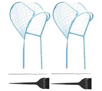DOETYD Lot de 2 bonnets jetables avec crochet et brosse, outils de teinture réutilisables pour salon et maison, kit complet de mise en évidence des cheveux pour le gel, les mèches et la coloration