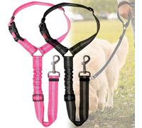 DOETYD Lot de 2 Ceintures de sécurité de Voiture pour Chien - Harnais réglable pour Animal Domestique, Laisse rembourrée pour Chien, Laisse élastique en Nylon Durable, Laisse de sécurité pour Chien