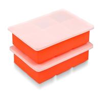DOETYD Lot de 2 grands moules à glaçons carrés réutilisables en silicone avec couvercles pour whisky, cocktails, boissons (orange)