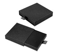 DOETYD Lot de 2 petites boîtes cadeau noires pour ranger des bijoux, colliers, boucles d'oreilles, emballage cadeau de Noël ou d'anniversaire