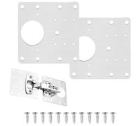 DOETYD Lot de 2 plaques de réparation de charnière de porte en acier inoxydable avec 12 vis plates pour armoire de cuisine, fenêtre, porte