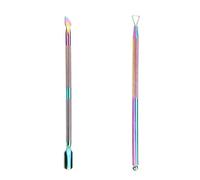 DOETYD Lot de 2 repousse-cuticules en acier inoxydable pour enlever ou enlever le vernis gel, titane coloré