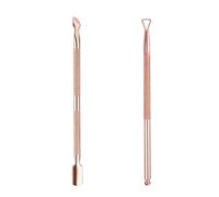 DOETYD Lot de 2 repousse-cuticules en acier inoxydable pour retirer ou enlever le vernis gel - Pour ongles des doigts et des pieds - Or rose