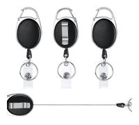 DOETYD Lot de 3 porte-badges rétractables avec cordon extensible et clip de ceinture pour clés, carte de crédit, carte d'identité