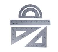 DOETYD Lot de 4 ensembles de géométrie avec rapporteur carré et règle triangulaire en métal pour étudiants, bureau, mathématiques, géométrie