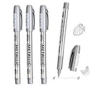 DOETYD Lot de 4 marqueurs métallisés - 4 stylos métalliques permanents argentés pour la fabrication de cartes d'art, la peinture, l'album, le scrapbooking