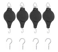 DOETYD Lot de 4 poulies réglables pour panier suspendu, crochets robustes avec 4 crochets de suspension au plafond pour paniers de fleurs, mangeoires à oiseaux et lampes de culture, forte capacité de