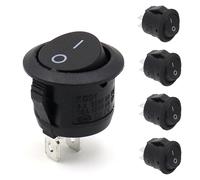 DOETYD Lot de 5 mini interrupteurs à bascule ronds ON/OFF SPST 2 broches 6 A/250 V 10 A/125 V interrupteurs électriques durables pour bateau, véhicule et applications domestiques (noir)