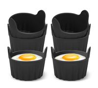 DOETYD Lot de 6 ramequins pour friteuse à air comprimé - Pocheuse à œufs pochés - Moules de qualité alimentaire pour four à micro-ondes - Noir