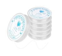 DOETYD Lot de 6 Rouleaux de Fil élastique Transparent de 0,5 mm pour Fabrication de Bracelets, Perles et Colliers