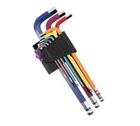 DOETYD Lot de 9 clés Allen métriques hexagonales de 1,5 à 10 mm - Antidérapantes - Longue extrémité sphérique - Avec code couleur - Jeu de clés hexagonales hexagonales pour vélo et meubles