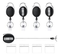 DOETYD porte badge Lot de 8 porte-badges rétractables personnalisés avec cordon extensible et clip de ceinture