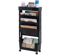 DOEWORKS Petite Bibliothèque roulettes Mobile Livre Chariot de Rangement 5 Niveaux Étagère à Livres Chariot Roulant pour Salon Chambre à Coucher Bureau, Noir