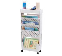 DOEWORKS Petite Bibliothèque roulettes Mobile Livre Chariot de Rangement 5 Niveaux Étagère à Livres Chariot Roulant pour Salon Chambre à Coucher Bureau, Blanc