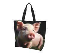 DOFFO Gardenia Sac fourre-tout réutilisable en toile avec imprimé fleurs et oiseaux, Joli cochon, Taille unique