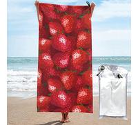 DOFFO Grande serviette de plage en microfibre, motif fraise rouge, séchage rapide, serviette de plage pour voyage, serviette de bain grande taille 78,7 x 160 cm, douce, absorbante, légère pour