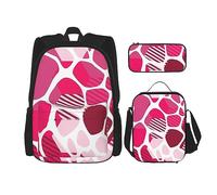 DOFFO Lot de 3 sacs à dos de voyage pour ordinateur portable avec sac à déjeuner et pochette à crayons Rouge, noir, One Size