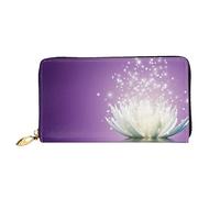 DOFFO Portefeuille en cuir avec imprimé cygne blanc pour femme, porte-monnaie, porte-monnaie, porte-monnaie, porte-cartes, portefeuille fin à fermeture éclair, Fleur de Lotus Violet, Taille unique