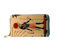 DOFFO Portefeuille en cuir imprimé girafe et tournesol pour femme - Porte-monnaie fin à fermeture éclair pour téléphone - Porte-cartes, Sun Old Egyptian Timeless Grace, Taille unique