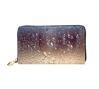 DOFFO Portefeuille en cuir imprimé girafe et tournesol pour femme - Porte-monnaie fin à fermeture éclair pour téléphone - Porte-cartes, Gouttes de pluie sur verre, Taille unique