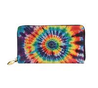 DOFFO Portefeuille en cuir imprimé tie-dye hippie pour femme, porte-monnaie fin à fermeture éclair, porte-monnaie, porte-cartes, portefeuille, Tie Dye Hippies, Taille unique